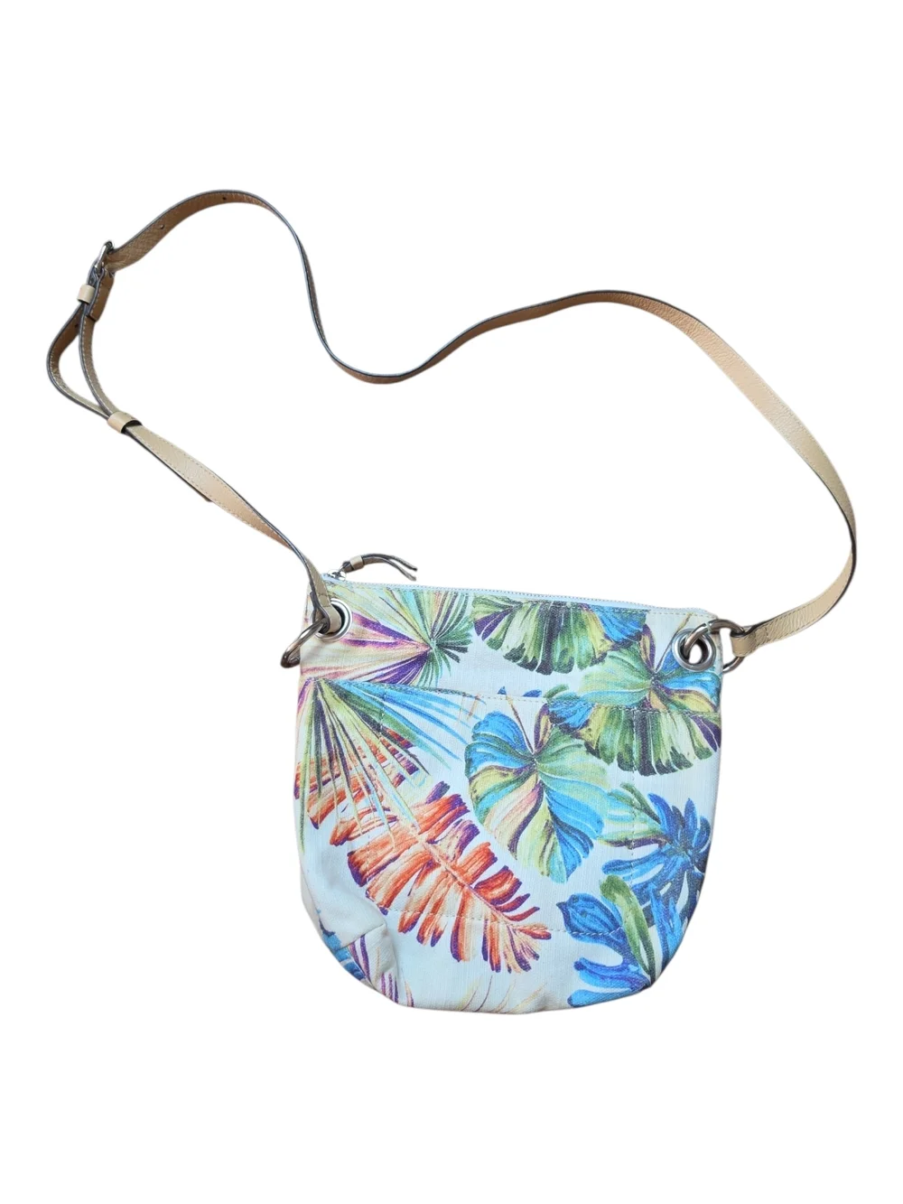 Tropical Leaf Print Crossbody Bag - Multicolor‎